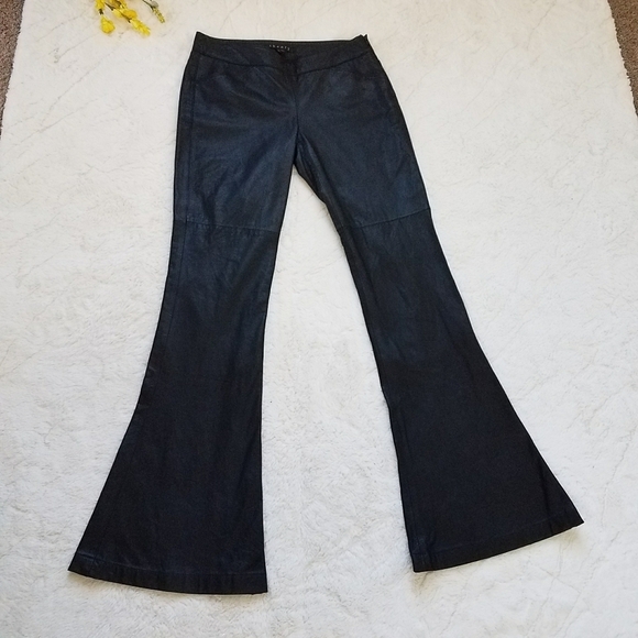 Theory Shimona Lambskin Leather Flare Pants - Picture 4 of 12